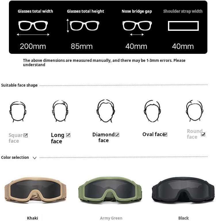 LEJUNJIE Airsoft Goggles, Tactical Safety Goggles Anti Fog Paintball Goggles with 3 Interchangeable lens Hunting Cycling - Image 3